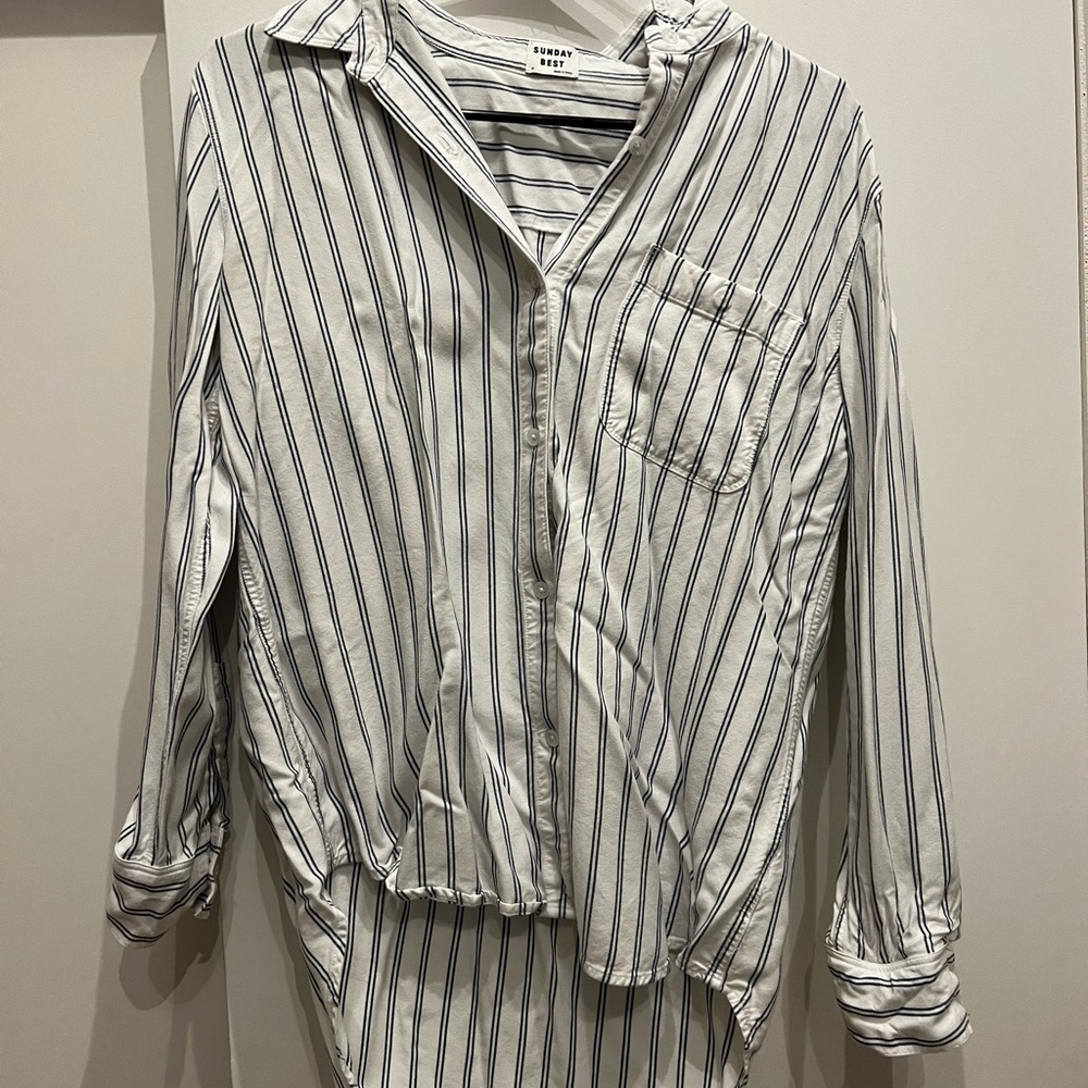 Sunday Best white & blue striped button down